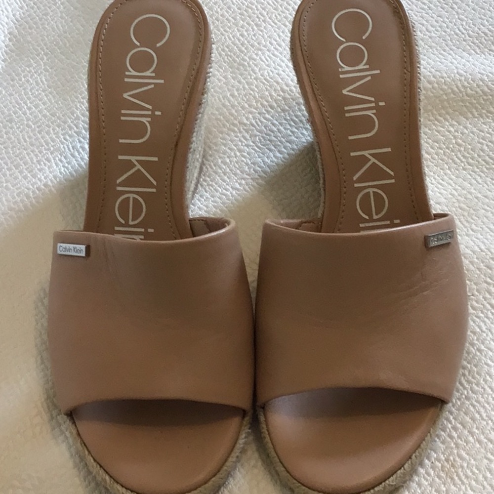 Calvin Klein Tan Mules with Minimalist Design